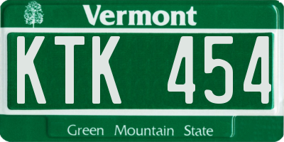 VT license plate KTK454