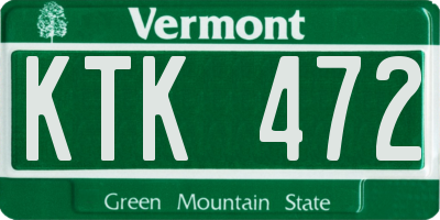 VT license plate KTK472