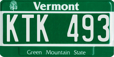 VT license plate KTK493