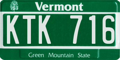 VT license plate KTK716