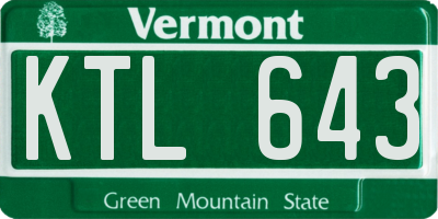 VT license plate KTL643