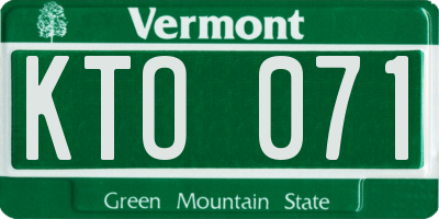 VT license plate KTO071