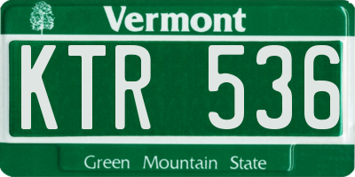 VT license plate KTR536