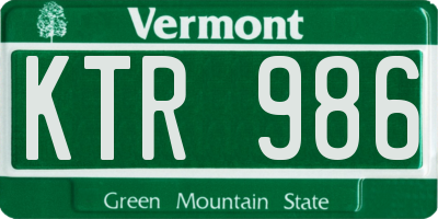 VT license plate KTR986