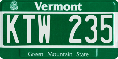 VT license plate KTW235