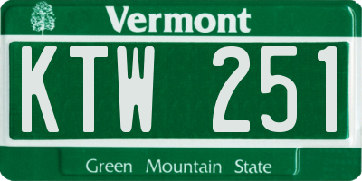 VT license plate KTW251