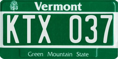 VT license plate KTX037