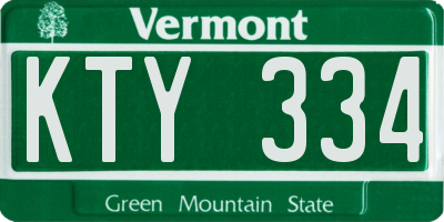 VT license plate KTY334