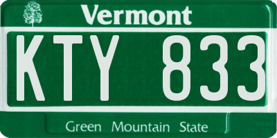 VT license plate KTY833