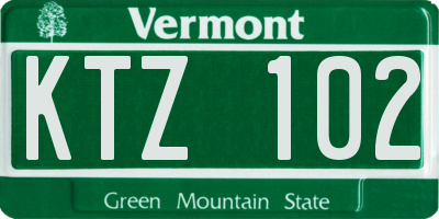 VT license plate KTZ102
