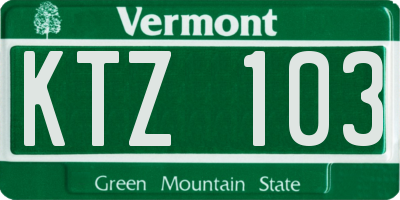 VT license plate KTZ103