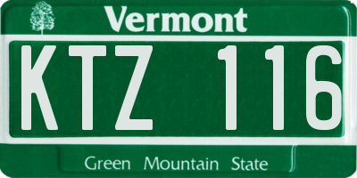 VT license plate KTZ116