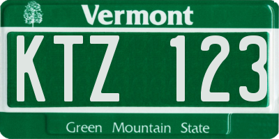 VT license plate KTZ123