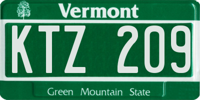VT license plate KTZ209