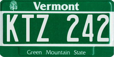 VT license plate KTZ242