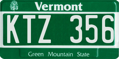 VT license plate KTZ356