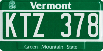 VT license plate KTZ378