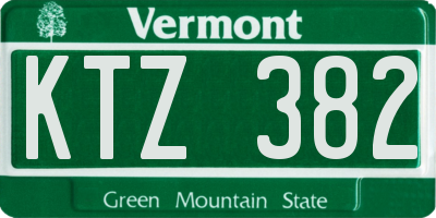 VT license plate KTZ382
