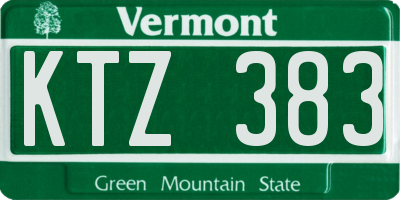 VT license plate KTZ383