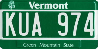 VT license plate KUA974