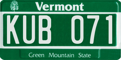 VT license plate KUB071