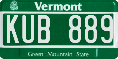 VT license plate KUB889