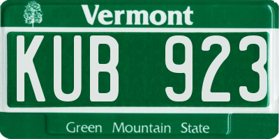VT license plate KUB923