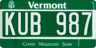VT license plate KUB987