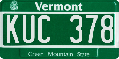 VT license plate KUC378