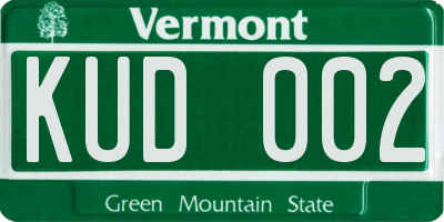 VT license plate KUD002