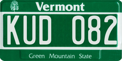 VT license plate KUD082