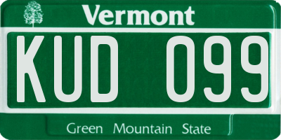 VT license plate KUD099