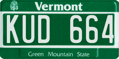 VT license plate KUD664