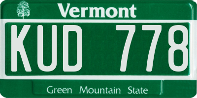 VT license plate KUD778