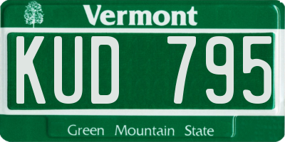 VT license plate KUD795