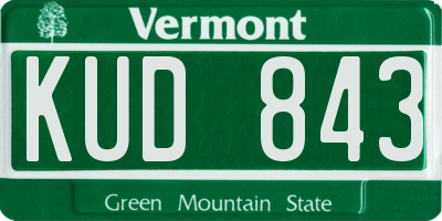 VT license plate KUD843