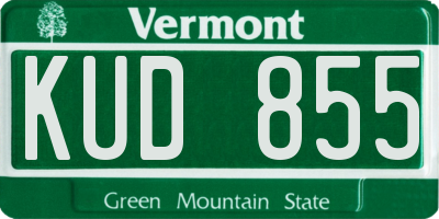 VT license plate KUD855