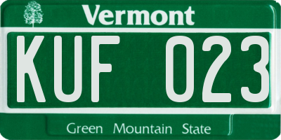 VT license plate KUF023