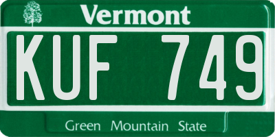 VT license plate KUF749