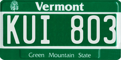 VT license plate KUI803