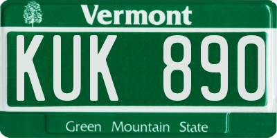 VT license plate KUK890
