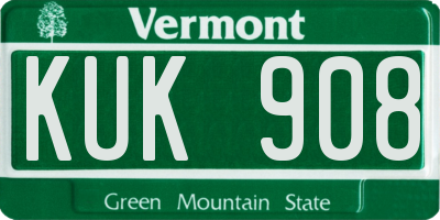 VT license plate KUK908