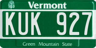 VT license plate KUK927