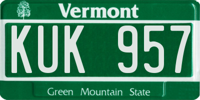 VT license plate KUK957