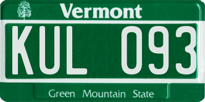 VT license plate KUL093
