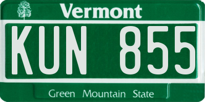 VT license plate KUN855