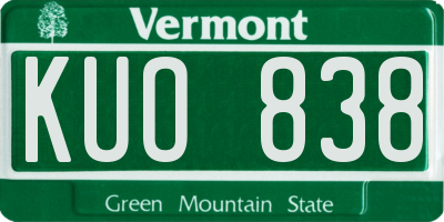 VT license plate KUO838