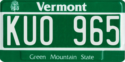 VT license plate KUO965