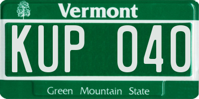 VT license plate KUP040
