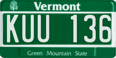 VT license plate KUU136